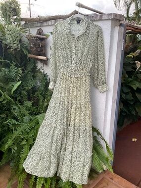Kate & Lily Sheer Long Maxi Green Dress Size 6
